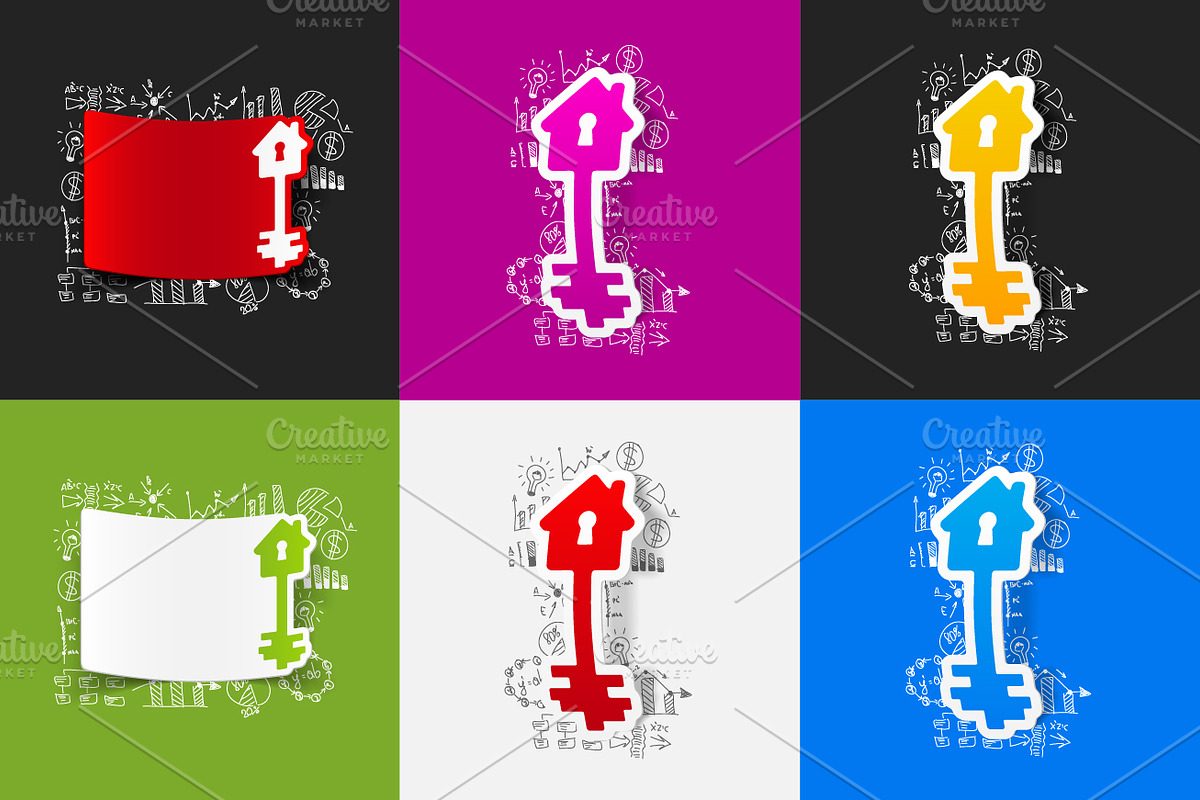 6 KEY STICKERS-business formulas, a Technology Illustration by Palau