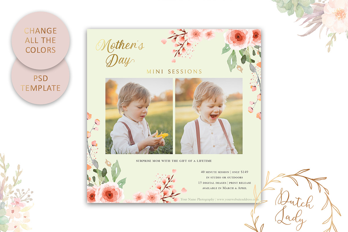 PSD Photo Session Card Template #37, a Card Template by The Dutch Lady ...