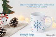 Snowflakes Watercolour Set Clipart, an Object Illustration by Bloomella (Thumbnail 3 of 6)