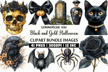 Luxury Black and Gold Halloween PNG
