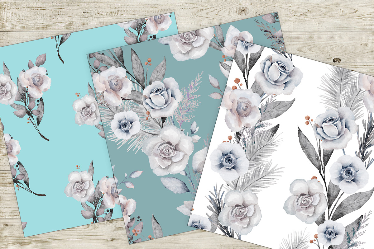 Gray roses, botanical seamless, a Pattern Graphic by NastiaDesignsPrints (Photo 9 of 9)