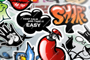 Graffiti Seamless Background & Icons