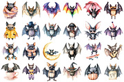 Watercolor Quirky Bat Clipart Bundle, an Illustration by Daily.Designs (Thumbnail 3 of 3)