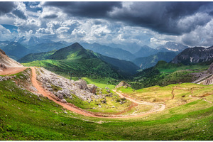 Winding mountain road in colorful, a Nature Photo by den-belitsky