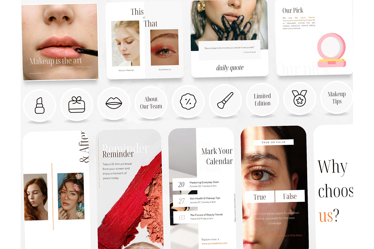 300 Beige MakeUp Social Media BUNDLE, a Social Media Template by PatternLab. (Photo 9 of 9)