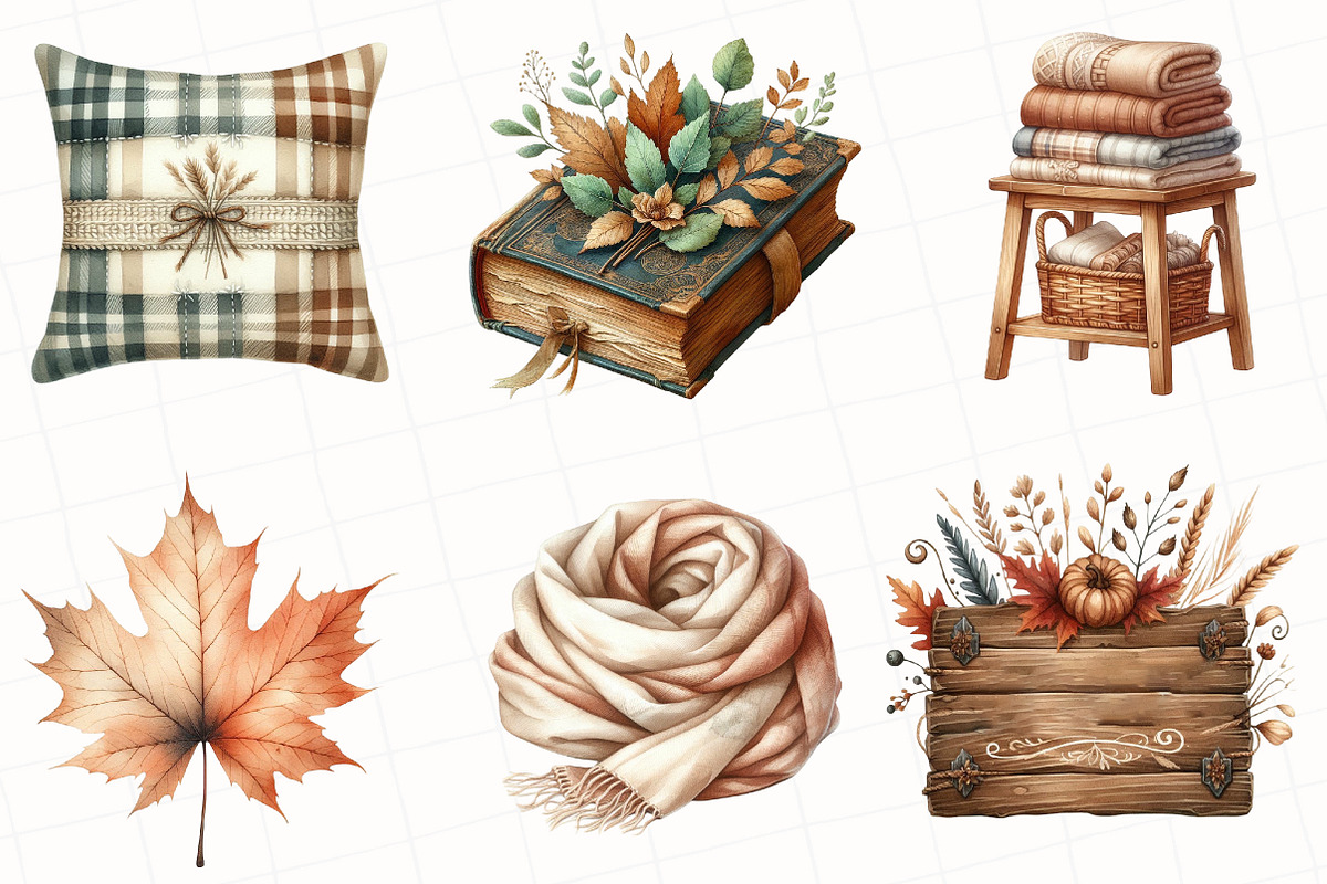 Watercolor Cozy Autumn Clipart, an Illustration by OK Design (Photo 2 of 5)