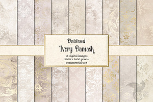 Distressed Ivory Damask Textures