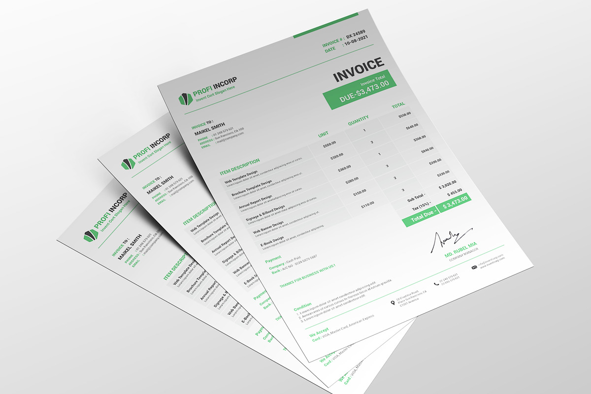 Pro Invoice Template, a Print Template by alimran24 (Photo 5 of 11)