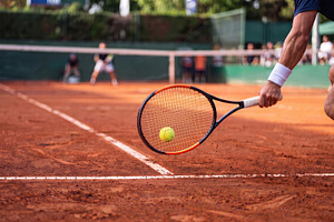 Tennis Player Hitting Forehand on Clay Court, a Sports & Recreation Photo by Davizro's Market