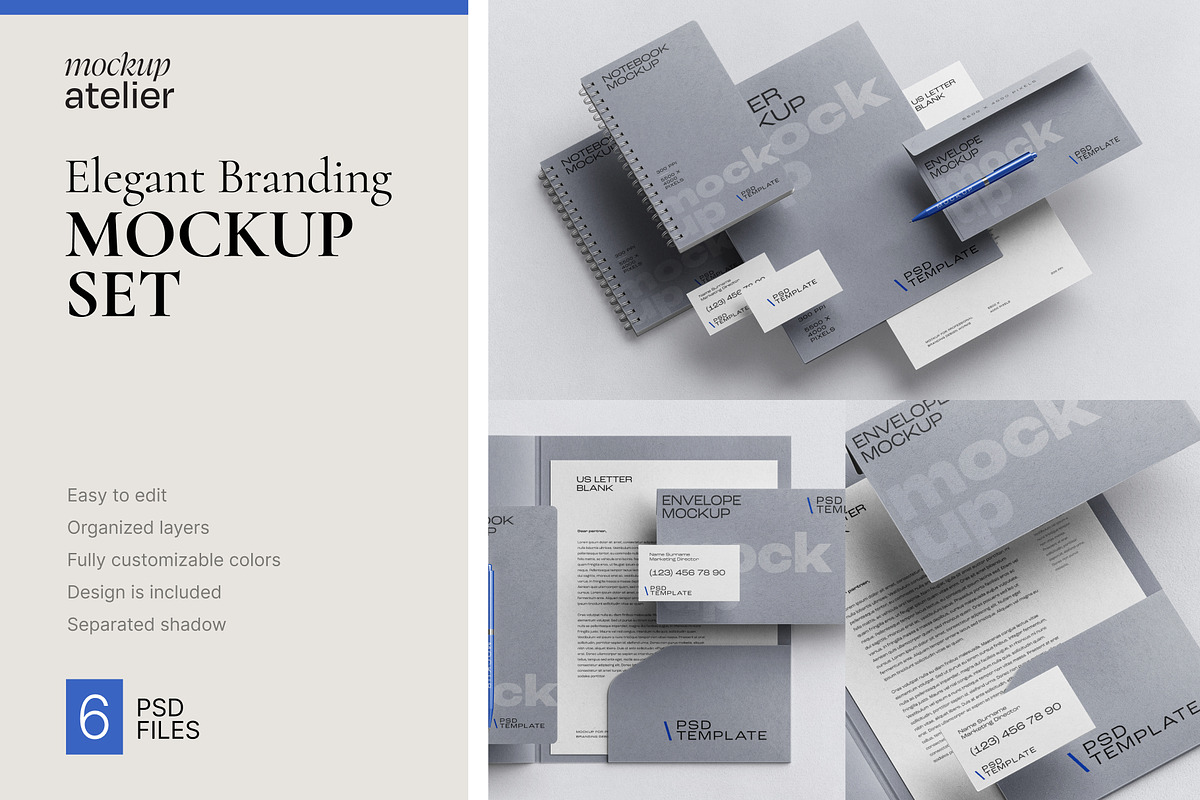Elegant Branding Mockup Set, an Advertising Mockup by mockupatelier (Photo 1 of 9)