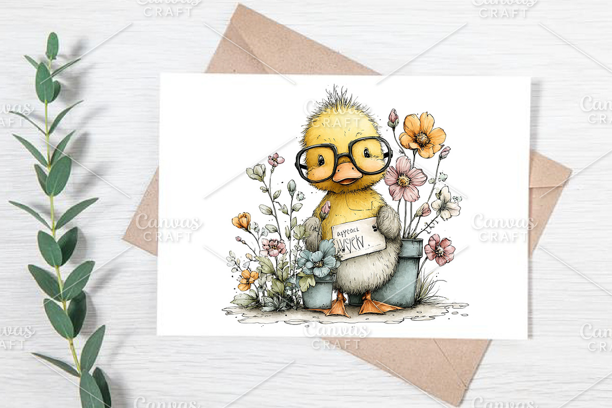 Whimsical Easter Duckling Clipart, an Illustration by Canvas Craft (Photo 6 of 7)