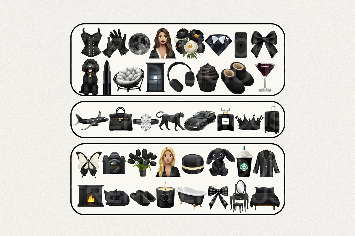 Black Aesthetic iOS18 Emoji Pack, an Emoji Icon by TrendyliciousStore (Photo 1 of 4)