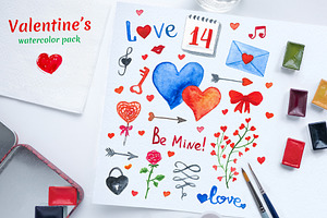 Valentine's Day watercolor pack, a Decorative Illustration by MarBom