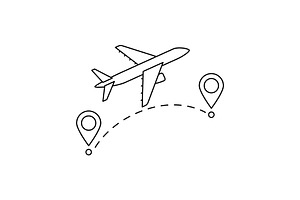 Airplane with markers icon., a Transportation Illustration by incomible
