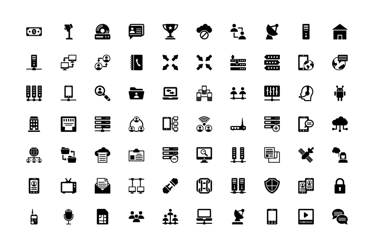 300 Network and Communications Icons, a Solid Icon by Creative Stall (Photo 4 of 5)