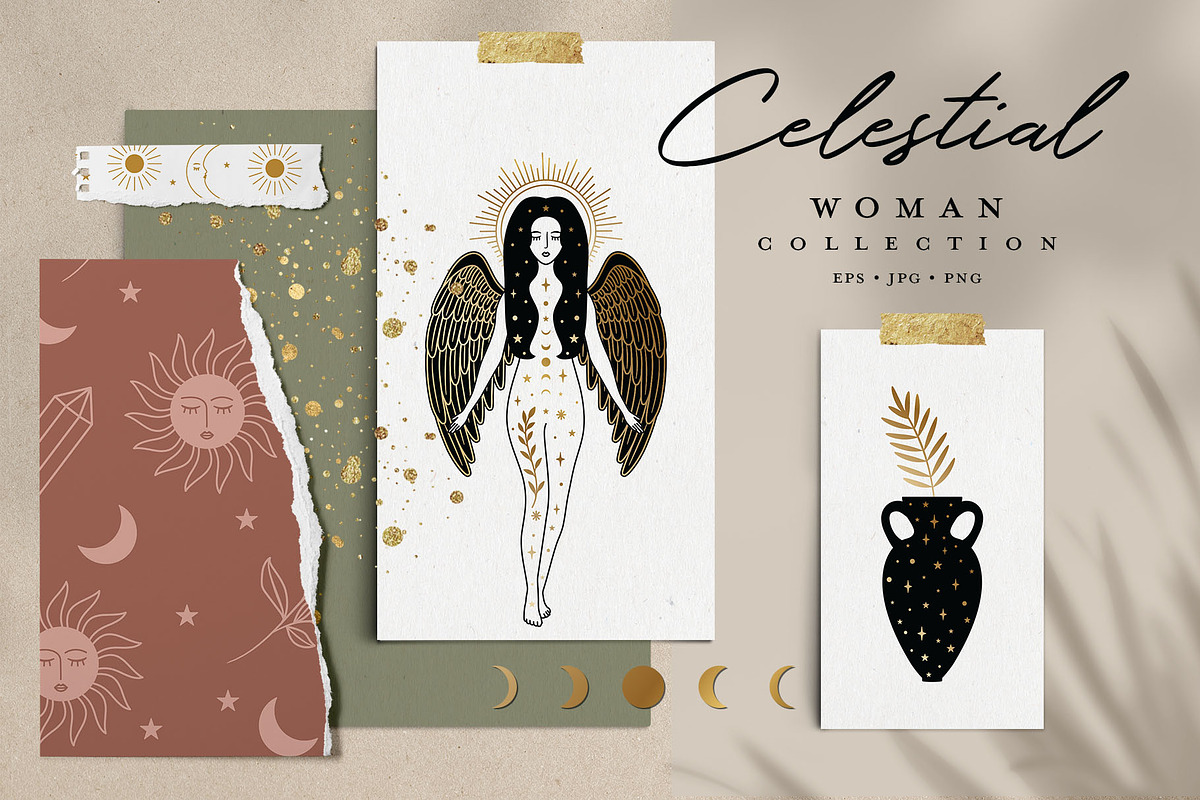 Celestial Woman Collection EPS JPG, an Illustration by Pixejoo (Photo 1 of 13)