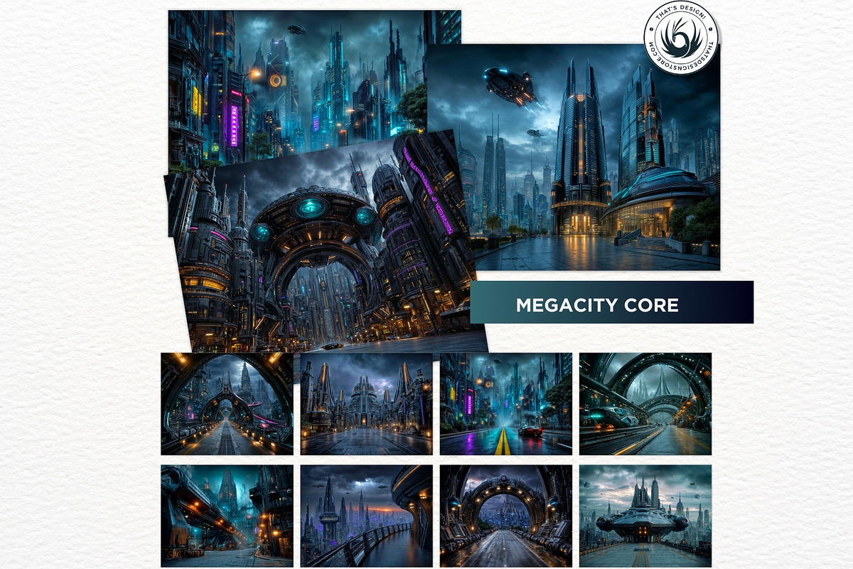 Sci-Fi Backdrops Digital Papers, a Decorative Illustration by ThatsDesignArt (Photo 4 of 14)