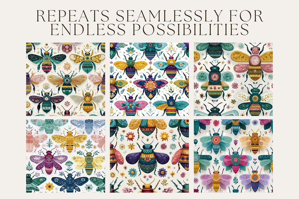 12 Buzz Folk Seamless Patterns, a Pattern Graphic by Inknfolly (Photo 2 of 7)