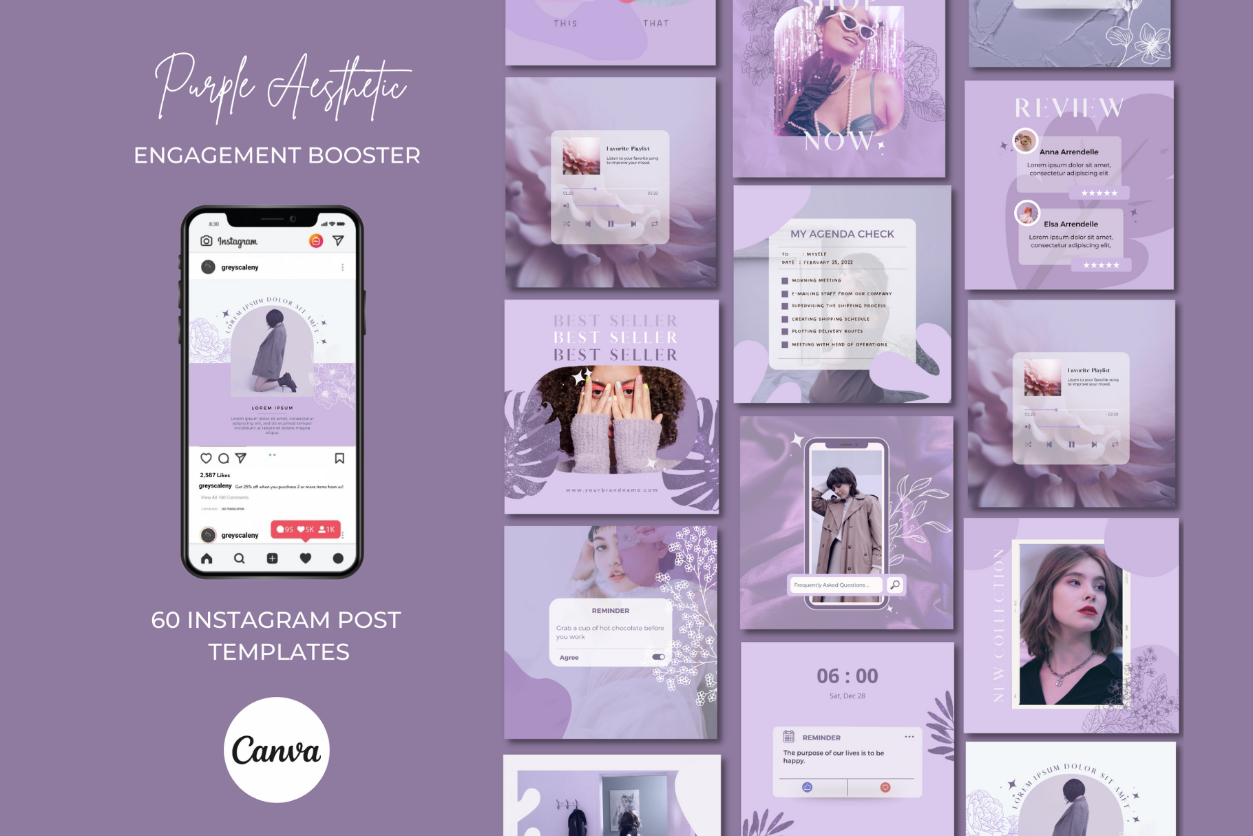 60 Purple Engagement Instagram Post, an Icon by GreyScaleNY