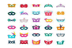 60 Face Mask Flat Vector Icons