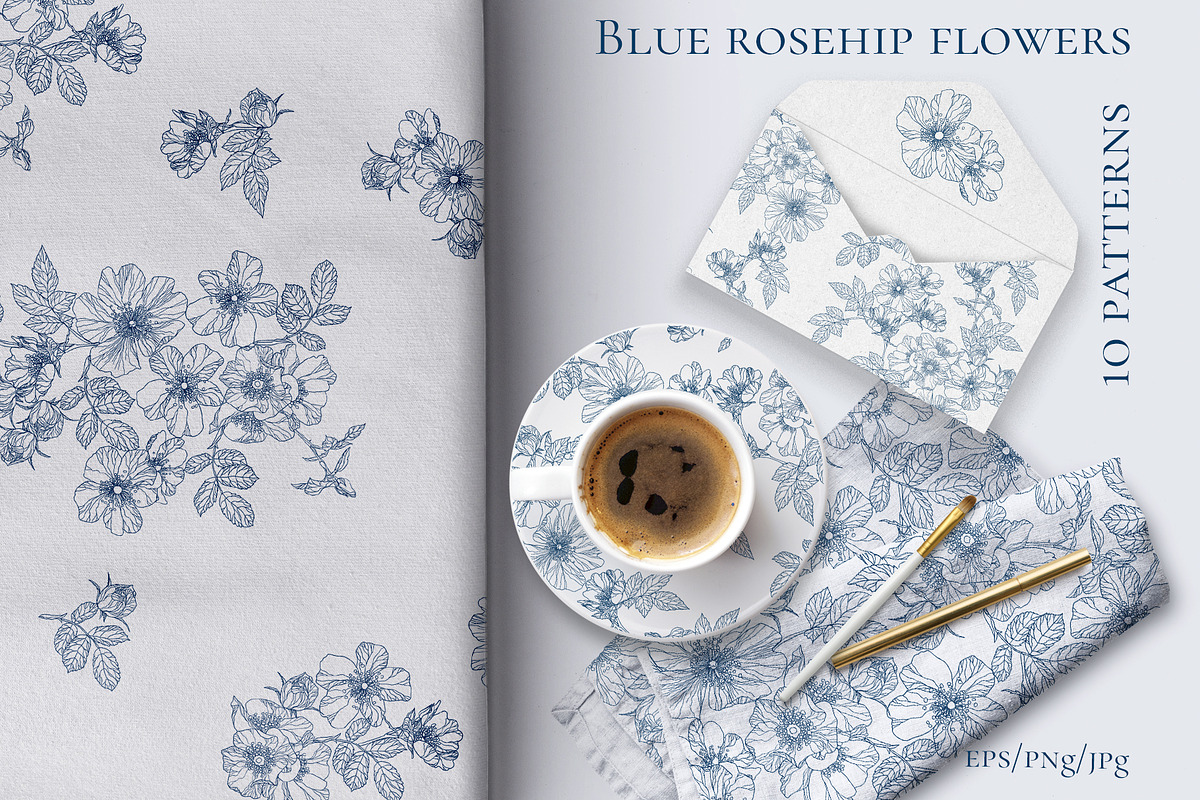 Blue rosehip flowers, a Decorative Illustration by LanaDzi (Photo 11 of 12)