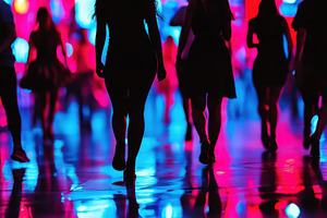 Urban nightlife features silhouettes, a Photo by Iftikhar Alam