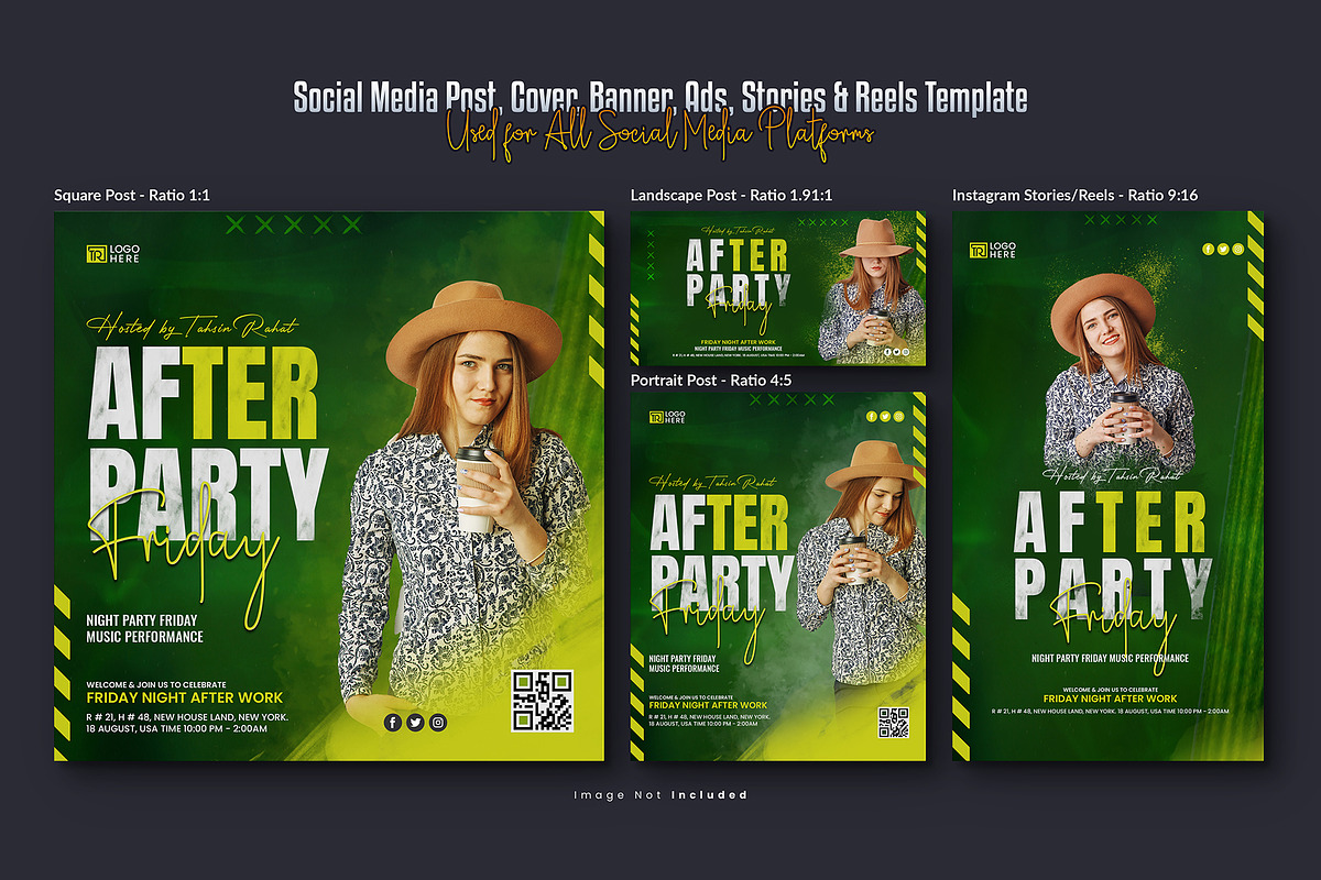 Night Party Social Media Post Bundle, a Social Media Template by Creative_View (Photo 2 of 8)