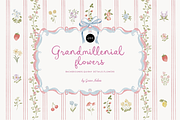 Grandmillenial whimsy flowers stripe, an Object Graphic by Grace Noboa Illustrations (Thumbnail 1 of 14)