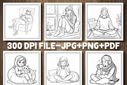 Cozy Girl Moment Coloring Book, a Healthcare Illustration by Design Station (Thumbnail 4 of 5)