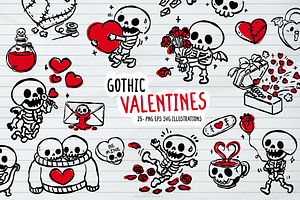 Gothic Valentines Skeleton Line art, a Decorative Illustration by Blumensdiary