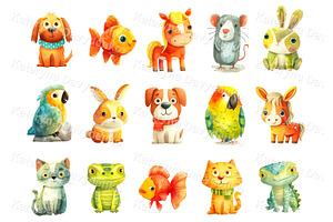 Watercolor pets PNG set of animals, an Animal Illustration by Bubert Art