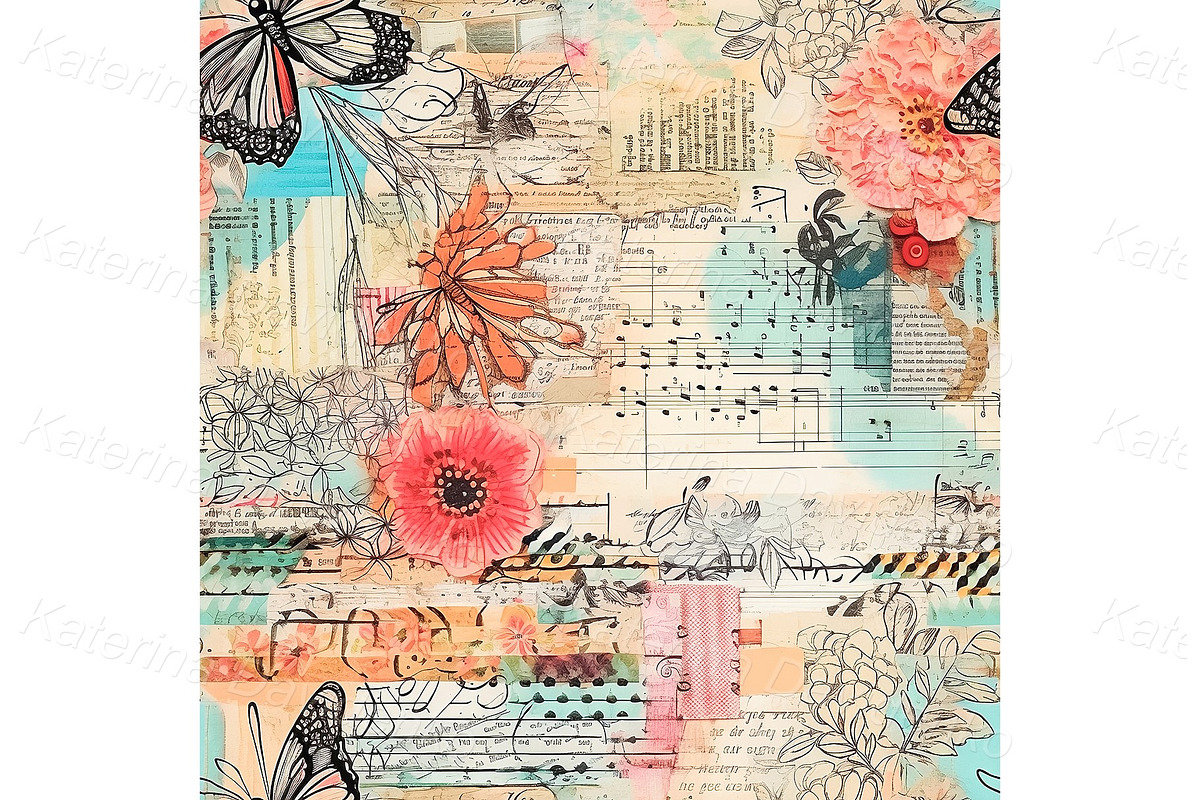 Mixed media art seamless patterns, a Pattern Graphic by Bubert Art