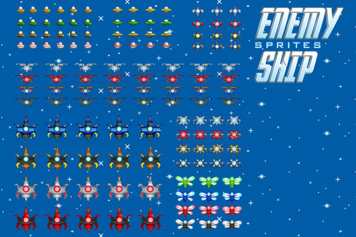 Spaceship 1 Sprites, an Illustration by erkoudesign (Photo 3 of 6)
