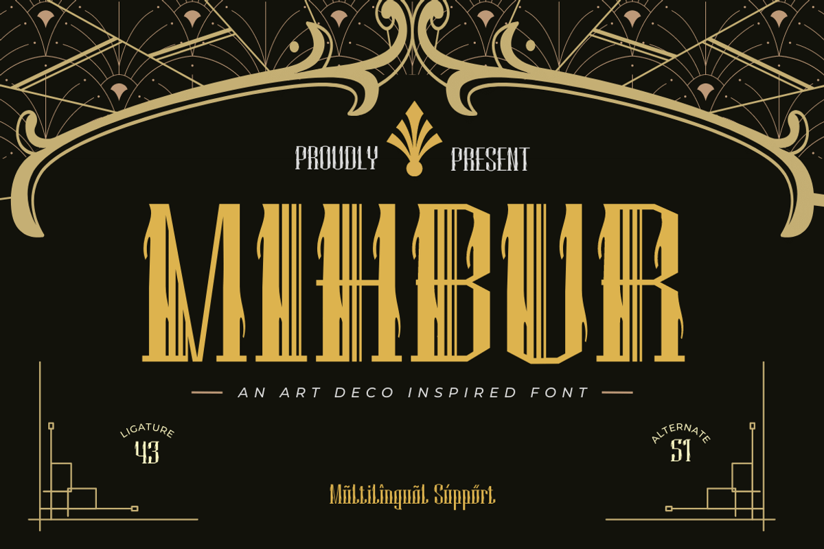 Mihbur | Art Deco Font, a Serif Font by twinstd (Photo 1 of 13)