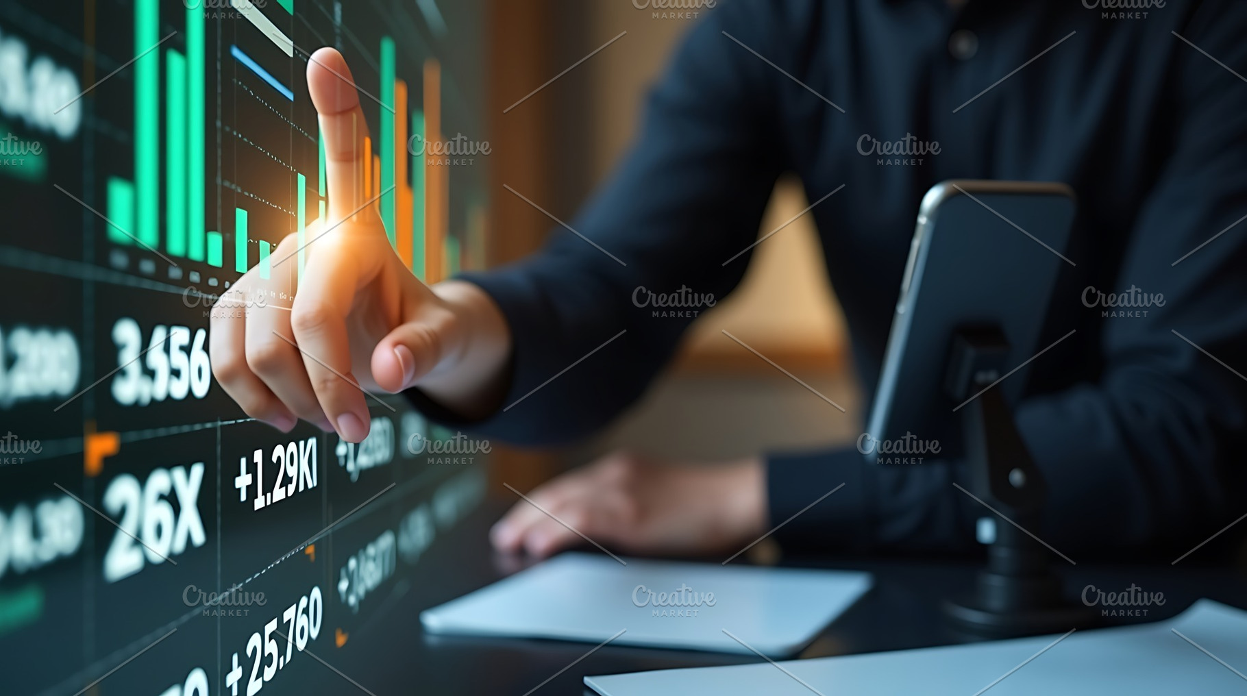 Trader analyzing stock market data o, a Business Photo by Artonix