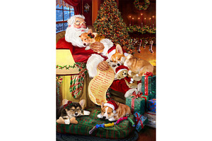 Christmas Santa Corgi Dog Wall Art