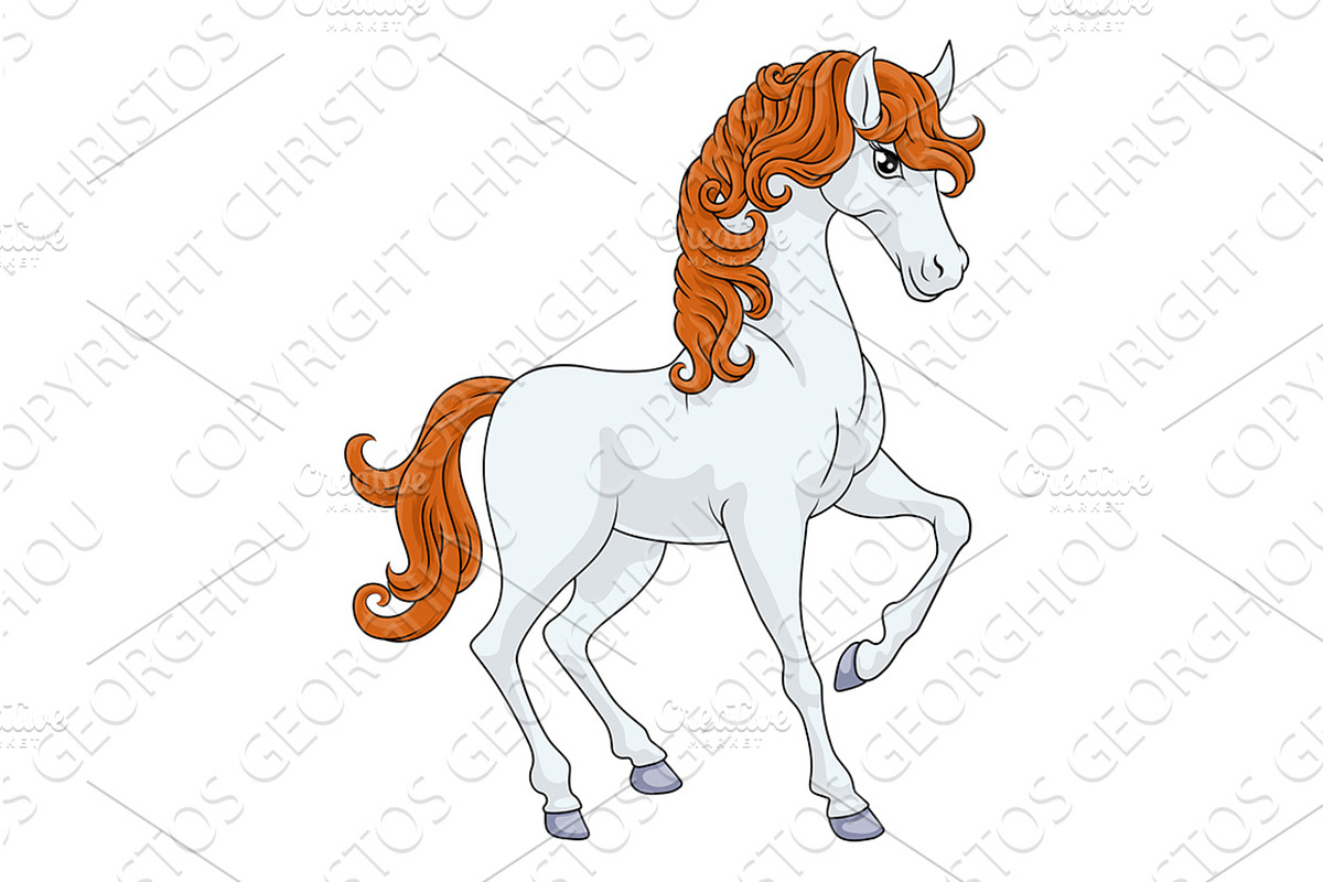 Horse Cartoon Cute Animal Character, an Animal Illustration by Christos Georghiou