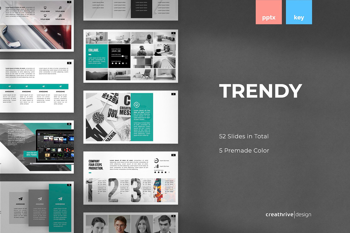 Trendy PowerPoint Template, a Presentation Template by Creathrive Design (Photo 1 of 7)
