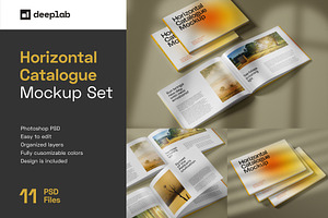 Horizontal Catalog Mockup Set, a Print Template by Deeplab