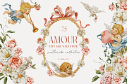 AMOUR - Vintage Valentine, a Seasonal Illustration by AleksaArt (Thumbnail 1 of 14)