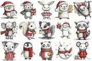 Hand-Drawn Christmas Animals Clipart, an Illustration by OK Design (Thumbnail 3 of 6)