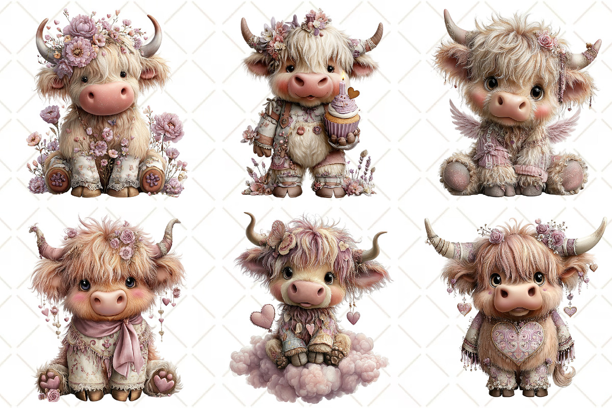 Whimsical Valentine Highland Cow, an Illustration by Black Bird Studio (Photo 3 of 6)