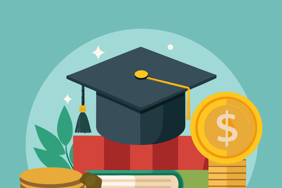 Graduation cap on books with coins, an Education Illustration by SouravDesign (Photo 3 of 3)