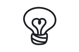 Light bulb hand drawn line icon, an Outline Icon by sceptical cactus