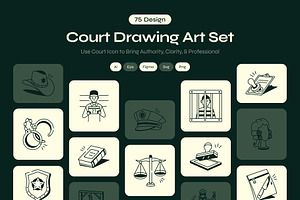 Court Drawing Art Set, an Outline Icon by Vectors Market