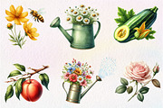 Summer Garden Watercolor Clipart, an Illustration by CreationArt (Thumbnail 5 of 5)