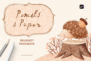 Pencils & Paper - brushes Procreate, a Brush Add-On by polikarpovaart (Thumbnail 1 of 13)