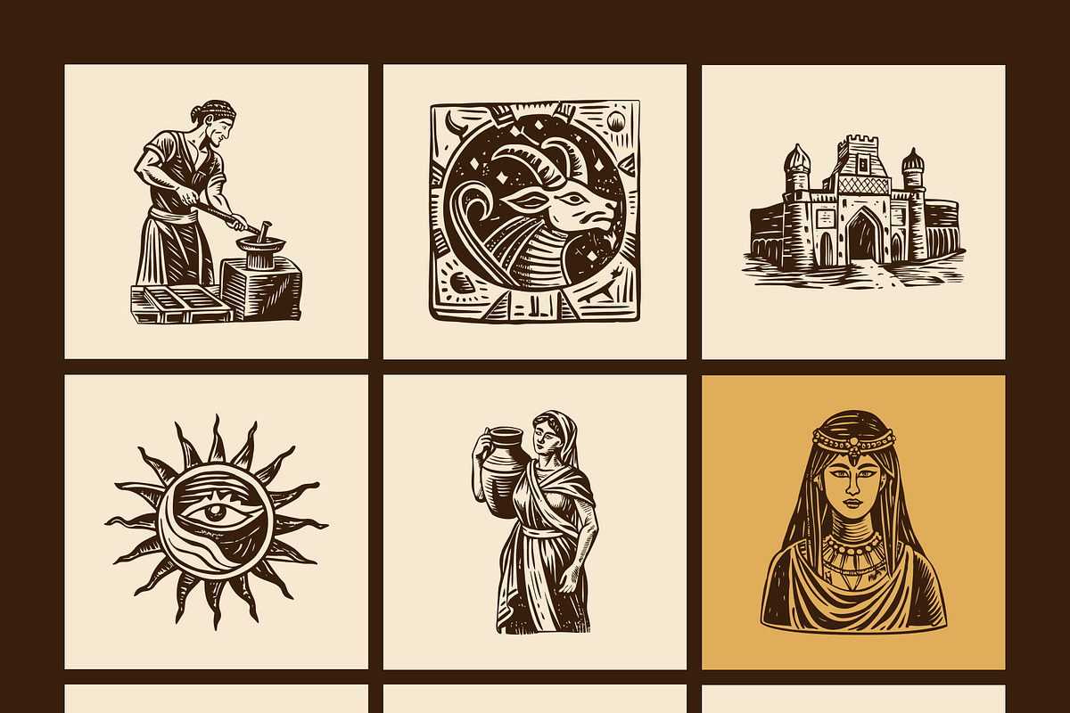 Vintage Egypt Illustrations, a Person Illustration by Creative Stall (Photo 9 of 9)