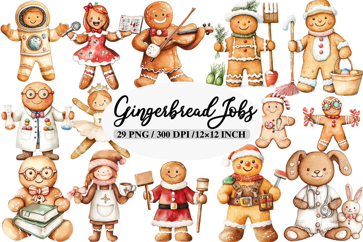 Christmas Gingerbread Jobs Clipart, an Icon by Daily.Designs (Photo 1 of 5)