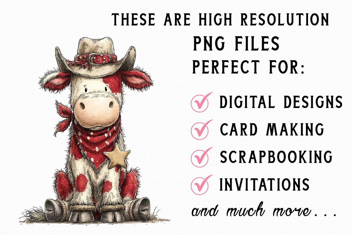 Funny western cows Clipart, an Illustration by Libby Wishes (Photo 7 of 7)